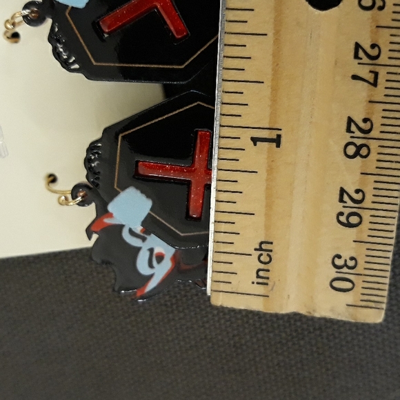 Dracula Coffin Dangle Earrings - Picture 8 of 8